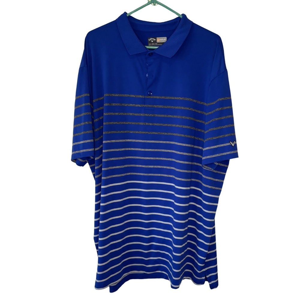 Callaway Opti-Dri Royal Blue and White Striped Polo Shirt